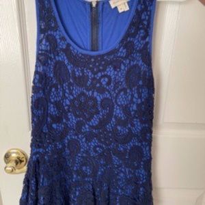 Peplum black and blue lace top